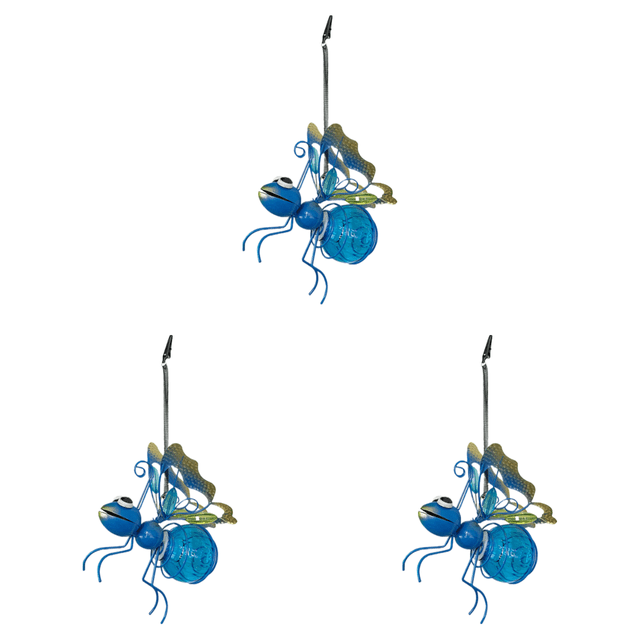 Estatua Insecto Hierro Solar Con Hadas LED Jardín () Azul