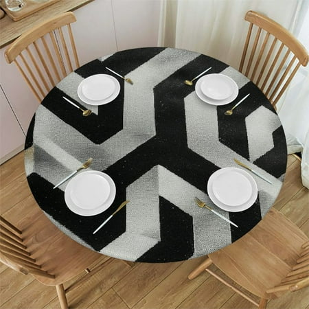 

YANMS Geometric Round Table Cloth 100% Polyester Fiber Home Dining Decor 54-58