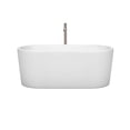 thumbnail image 3 of Ursula 59" Freestanding Bathtub in White with Floor Mounted Faucet, Drain and Overflow Trim in Brushe, 3 of 7