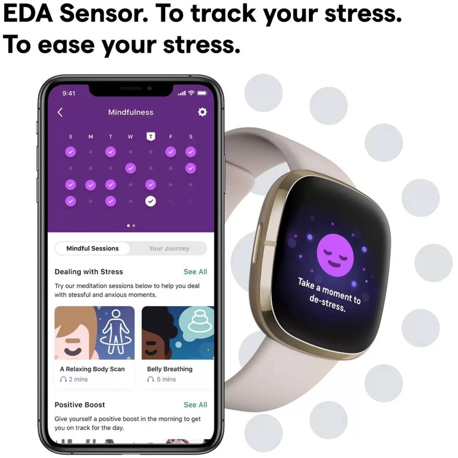 Open Box Fitbit - Sense Advanced Health Smartwatch - Soft Gold / Lunar White