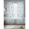 thumbnail image 3 of Light Blue Flower Semi Sheer Curtains 96 Inch Length 2 Panels Set, Vintage Farmhouse Boho Leaf Spring Sheer Kitchen Curtain Privacy Voile Window Curtain for Living Room Bedroom Rod Pocket Drapes, 3 of 7
