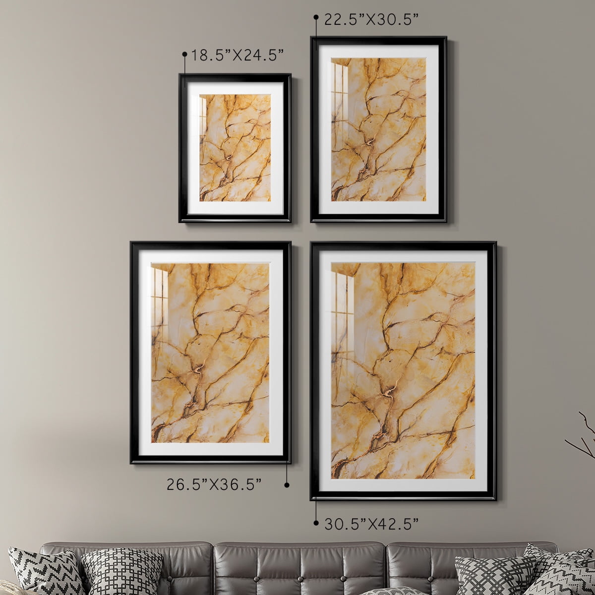 Wexford Home Yellow Marble I Premium Framed Print, 18.5" x 24.5" - Ready to Hang, Black (Set of 2)