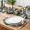 thumbnail image 2 of Palm Leaves Tropical Round 15 Inch Placemats Set of 4, Green Botanical Summer Linen HeatResistant Non Slip Place Mats for Dining Table, Wipeable Braided Kitchen Table Mats for Housewarming, 2 of 9
