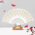 thumbnail image 6 of Byfri 6 Pack Gold Trim Floral Folding Hand Fans Clacking Handheld Fans for Line Dancing Weddings 43x24cm, 6 of 7