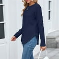 thumbnail image 6 of Fall Tops for Women 2025, Comdrip Tops for Women Long Sleeve Knit Crew Neck T Shirts Side Split Blosue Casual Loose Fit Fall Basic Tees Womens Long Sleeve Tops Navy M, 6 of 9
