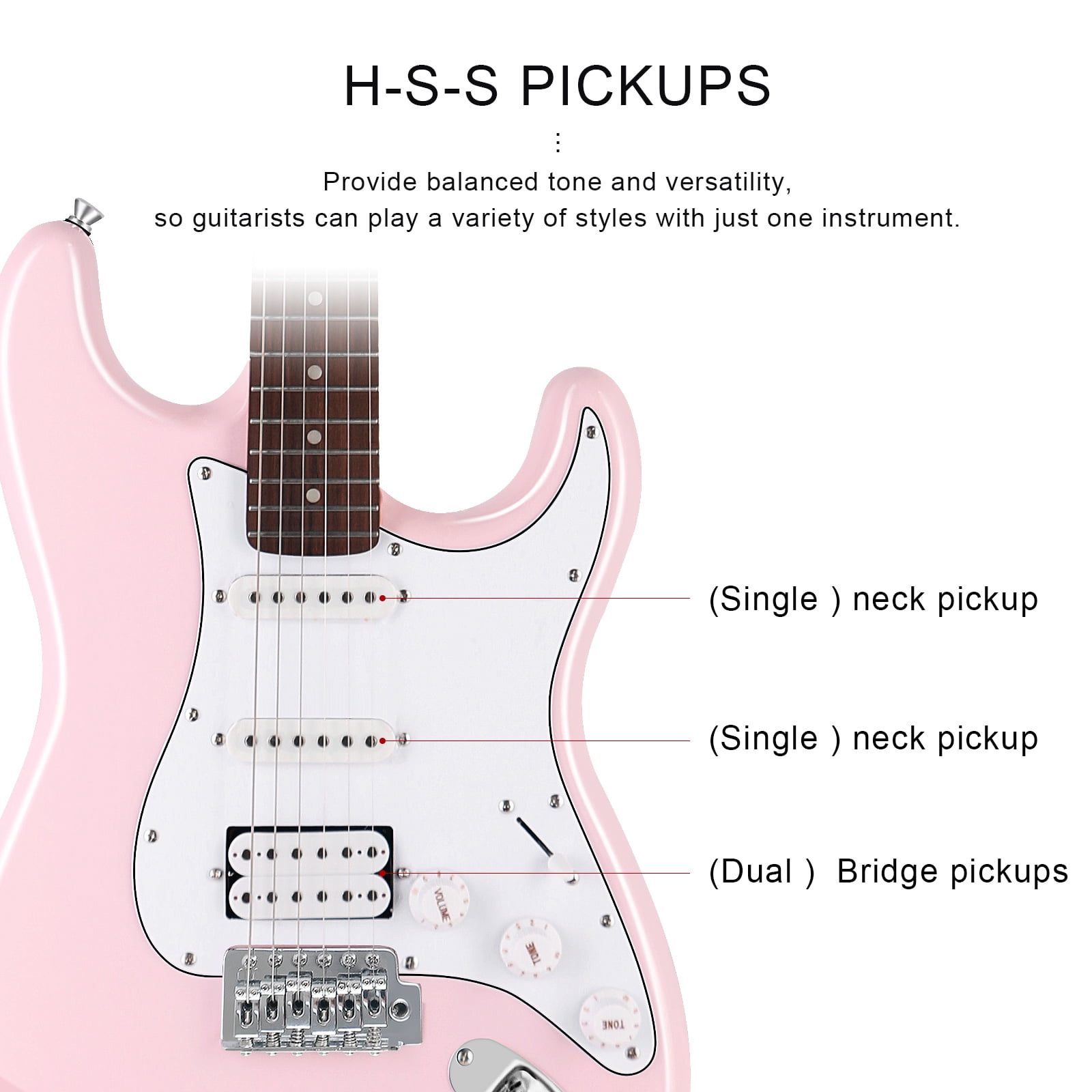 EASTROCK Pink Electric Guitar Set for Beginners – Includes Pink Guitar & Pink Amp, Tuner, Strap, Picks, Cable – Complete Matching Kit