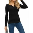 thumbnail image 2 of Slim Fit Women Long Sleeve T-shirt Basie Buttons Tees, 2 of 5