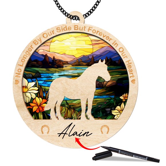 Adorno conmemorativo con forma de caballo vinatimes, madera acrílica de 3.5 pulgadas