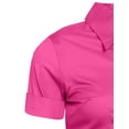 thumbnail image 5 of J. METHOD Women's Tailored Button Down Shirt Cuffed Short Sleeve Stretch Collar Office Work Formal Casual Basic Blouse Top NEWT06 Hot Pink L, 5 of 5