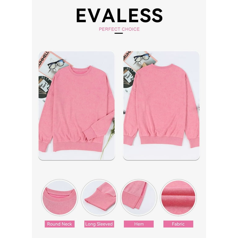 EVALESS Oversized Sweatshirts for Women Plus Size Crewneck Sweatshirt  Relaxed Fit Drop Shoulder Long Sleeve Side Slit Pullover Tops 2X-Large US  18-20