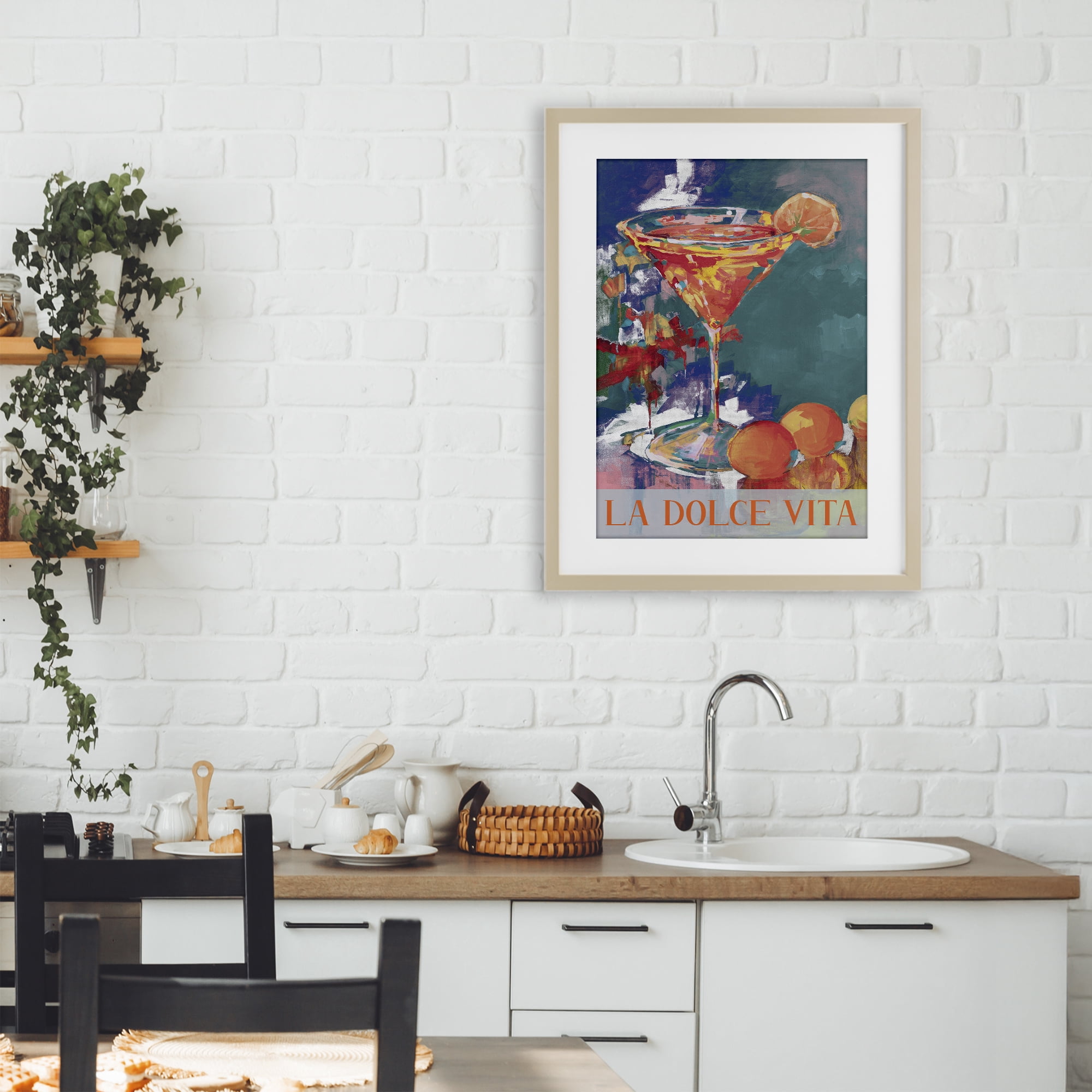Stupell Industries Citrus Cocktail on Blue Birch Framed Print Under Glass, design by Jane Slivka