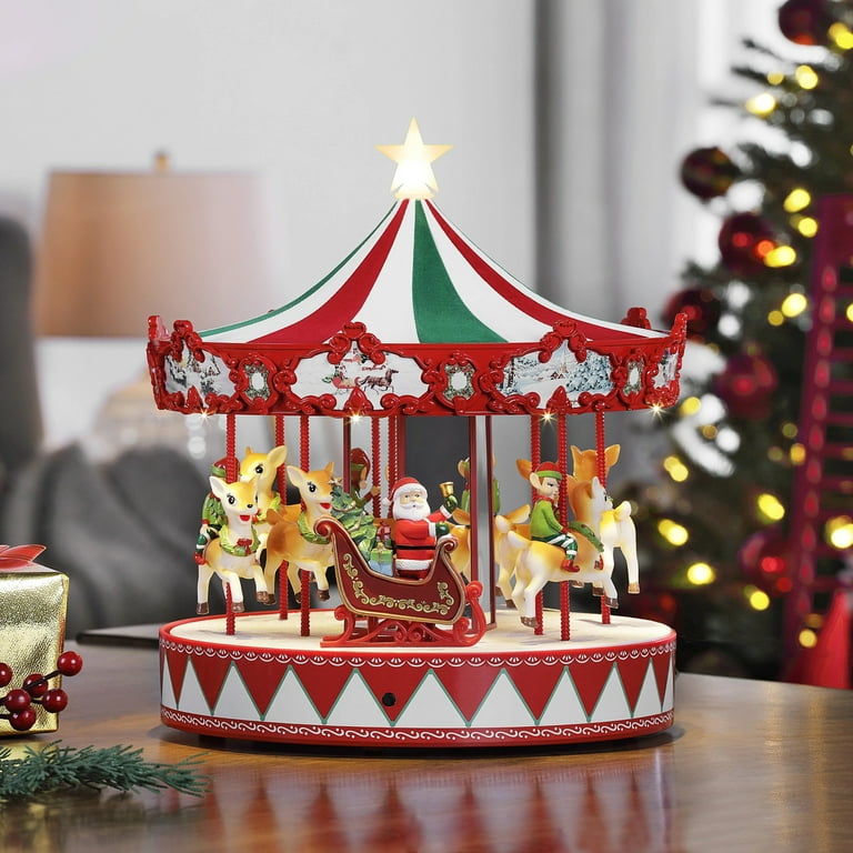 レトロ な クリスマス 飾り holiday carousel Mr. Christmas 14 in. Animated Vintage Carousel - Walmart.com
