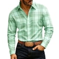 thumbnail image 3 of Atkumj Plaid Long Sleeve Shirts for Men Dressy Casual Turndown Collar Button Down Shirt Casual Formal Business Dress Shirts with Chest Pocket S, 3 of 9