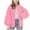 Pink, variant on Girls Bomber Jacket Oversized Full Zip up Sweatshirt Coat No Hood Pockets Solid Casual Fashion Fall Outerwear (170, White)