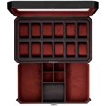 thumbnail image 1 of Caja para relojes ROTHWELL de piel con 12 ranuras y cajón para aparcacoches, color negro y rojo, 1 of 9