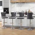 thumbnail image 2 of Westice Velvet Swivel Bar Stools Set of 4 with Tufted Back & Steel Base, Gray, 2 of 9