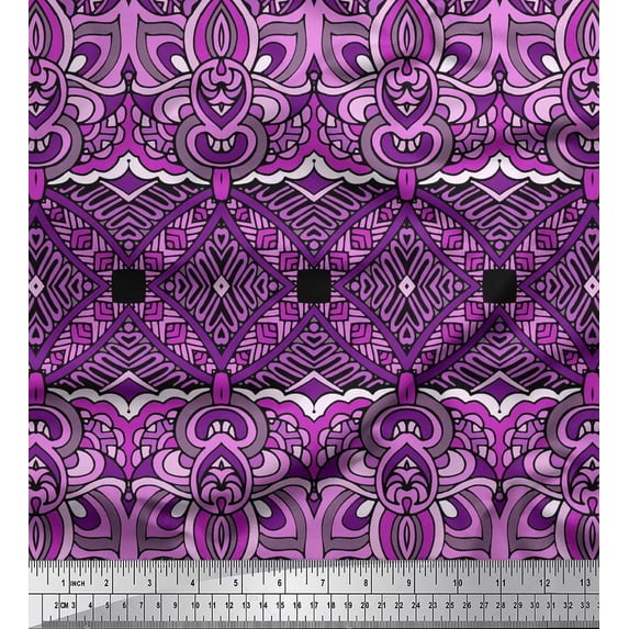Soimoi Rayon Fabric Geometric & Paisley Decorative Fabric Prints by Yard 56 Inch Wide