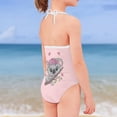 thumbnail image 4 of SEANATIVE Floral Koala Lace Up Swimsuit Pink Soft Beach One Piece Swimwear for Girls Size 1-2 Y Quick Dry Kids Girls Bikini Bathing Suit, 4 of 5