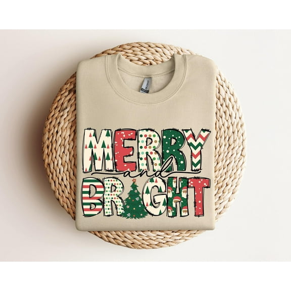 Merry and Bright Sweatshirt, Christmas Sweatshirt, Family Christmas Sweatshirt, Christmas Sweatshirts for Women, Merry Christmas Sweatshirt, Christmas Shirt, Holiday Shirts