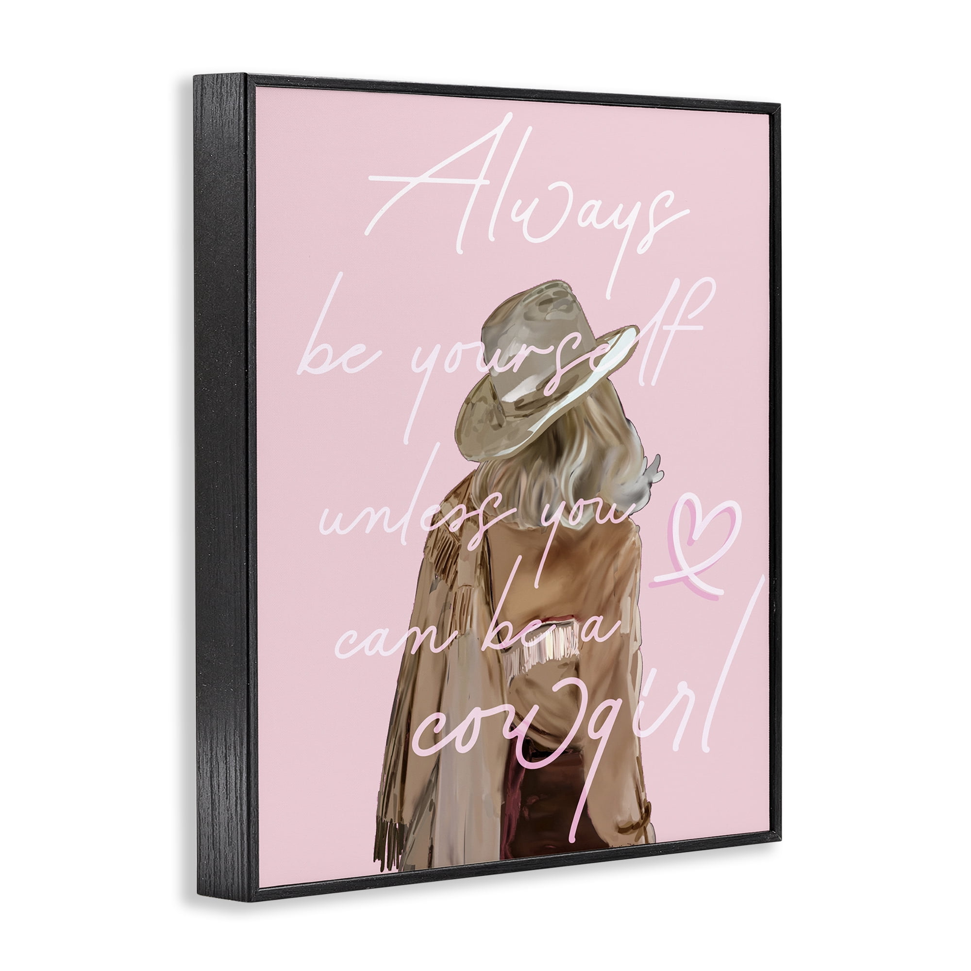 Stupell Industries Be Yourself Cowgirl Novelty Painting Black Framed Art Print Wall Art, 24 x 30