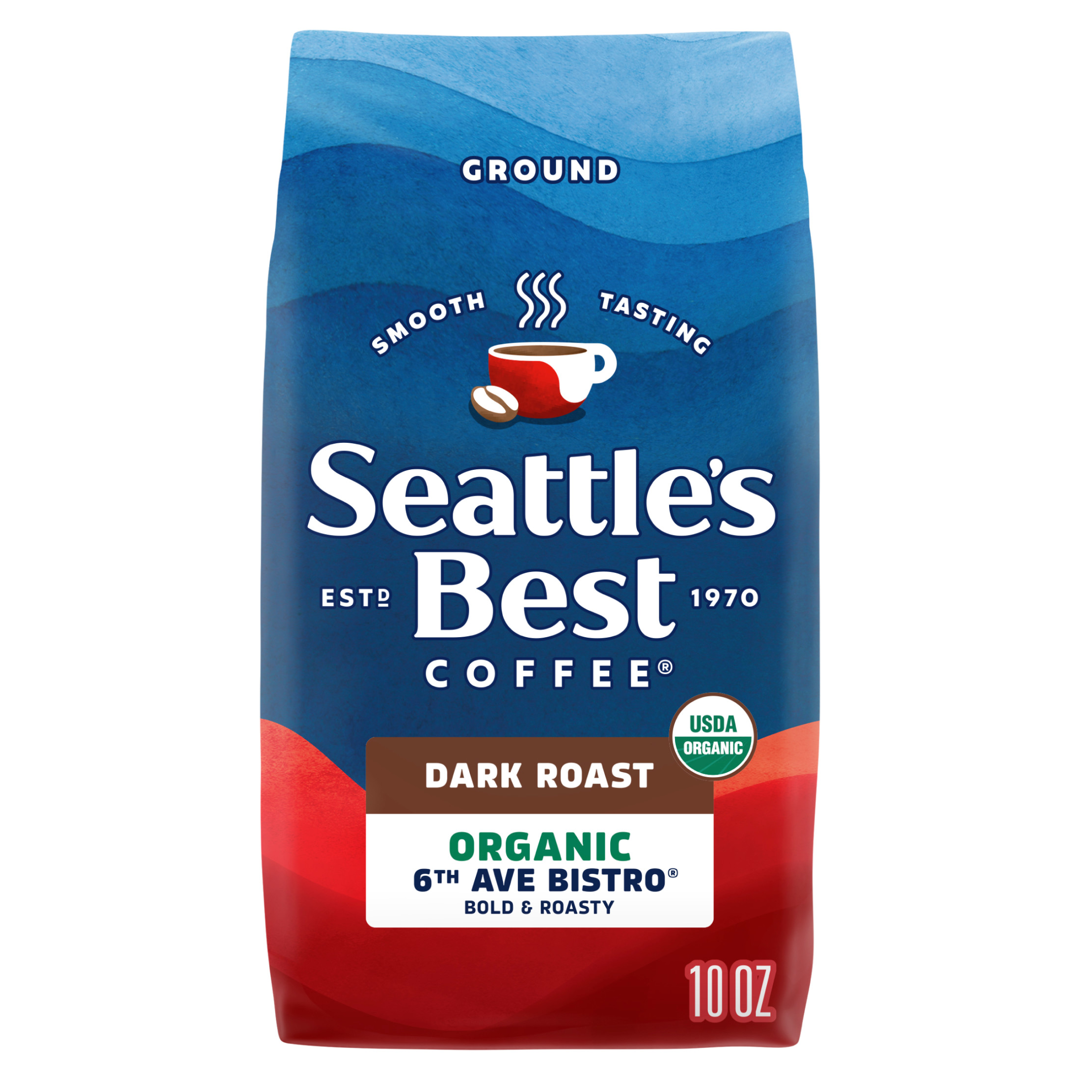 Seattle's Best Coffee 6th Ave Bistro, Dark Roast Organic Ground Coffee for Cold Brew or Hot coffee 10 oz