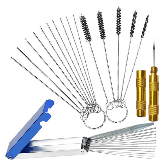 New Arrivals Carburetor Cleaning Kit, 13 Wires   10 Needles 5 Brushes 1 Pick, Premium Torch Tip Cleaner, Carbons Dirt Jet Remove