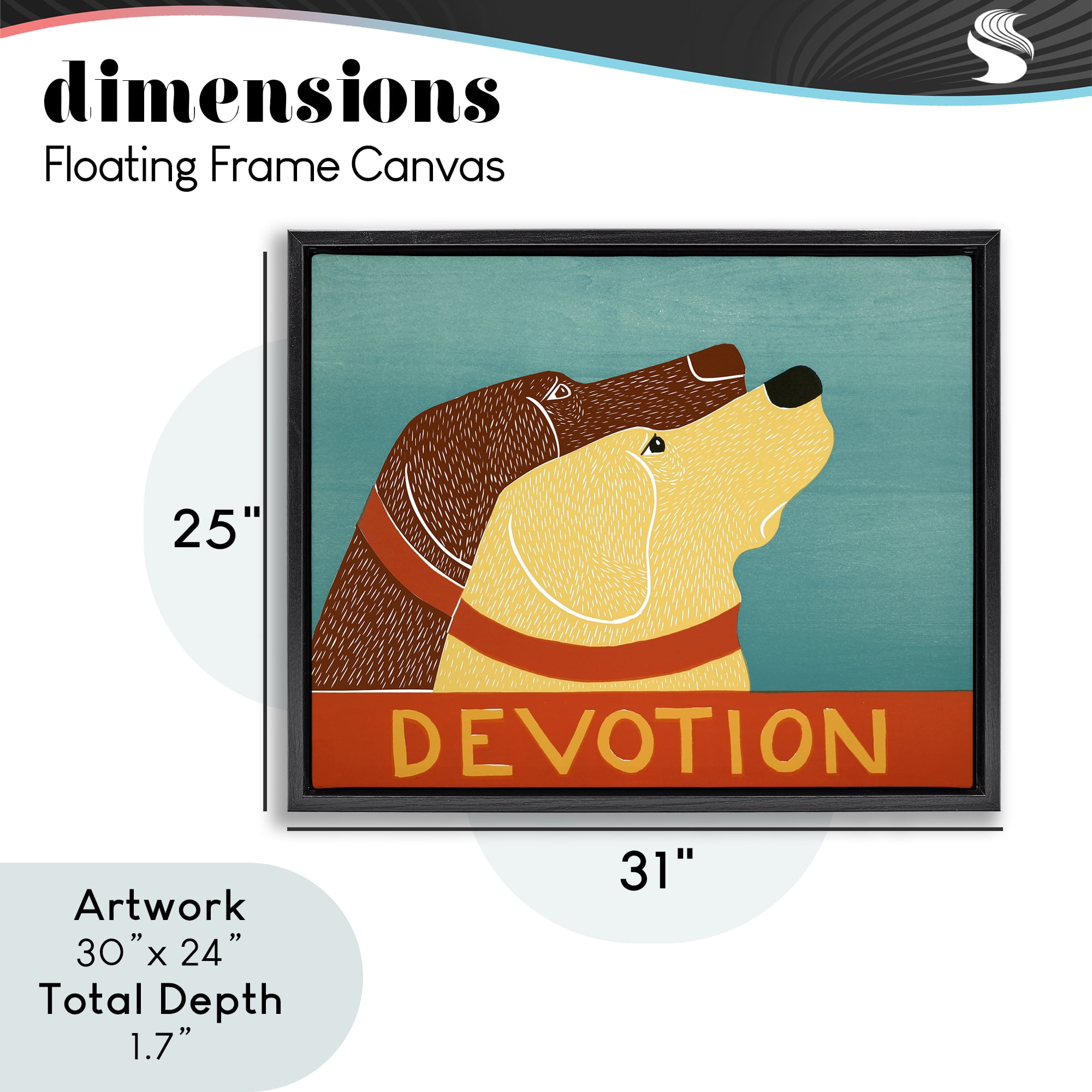 Devotion Dog Duo Black Framed Floater Canvas Wall Art, design by Stephen Huneck