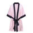 thumbnail image 6 of Womens Soft Pajama Clearance- Bathrobes Silk Satin Lace Sexy Plus Size Robe Sleepwear Pink Size M, 6 of 8