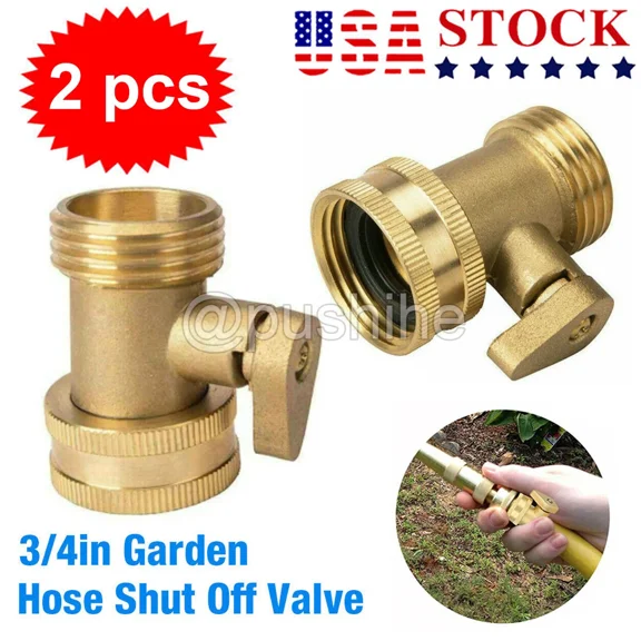 2Pcs 3/4'' Brass Garden Hose Shut Off Valve Water Pipe Faucet Connector Handy