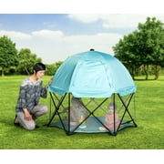 Regalo My Play Deluxe Portable Play Yard Indoor and Outdoor, Bonus Kit, Includes a Full Canopy, Washable, Aqua, 6-Panel 48" Aqua - Canopy