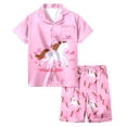 thumbnail image 2 of BOOMNY Baby Girls 2 Peice Pajamas Sets White Horse Graphic Short Sleeve Buttons Sleepwear Tops Shorts Pjs Set for Kids Cozy Loungewear Homewear, 2 of 5