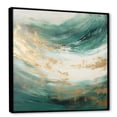 thumbnail image 2 of Designart "Fusion Of Gold And Green Tranquil Waves" Abstract Shapes Floater Framed Canvas Wall Art, 2 of 5