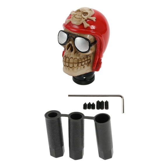 Unique Bargains Universal 9.2cm Gear Shift Knob Resin Skull for Automatic and Manual Vehicle with 3 Adapter Red 1 Set