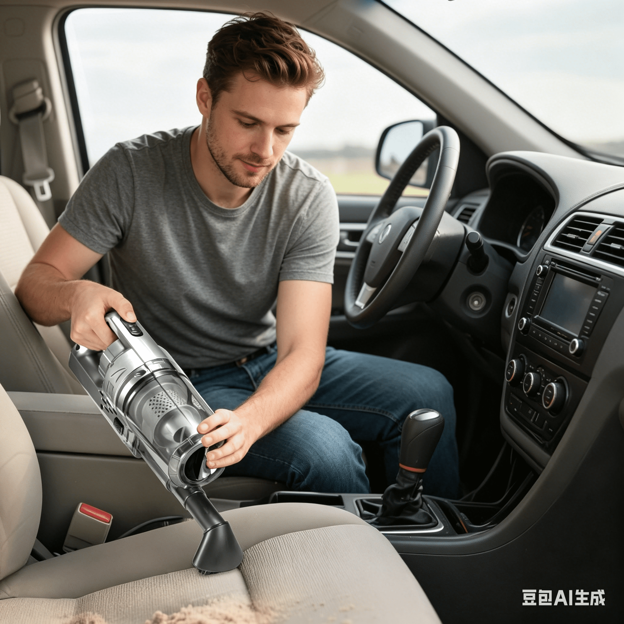 23-Piece Car Cleaning Kit, Grey Car Interior Deep Cleaning Tool Set with High-Power Handheld Vacuum, Detailing Brush Set, Windshield Cleaner, Cleaning Gel, Complete Auto Care Accessories
