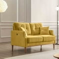 thumbnail image 2 of 56" Accent Sofa Couch, Upholstered 2 Seater Sofa with USB Charging Port and 2 Pillows, Comfy Waterproof Loveseat Sofa, Long Sofa Lounge Couch for Living Room Bedroom Office, Yellow, 2 of 7