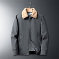 thumbnail image 2 of Herrnalise Men Casual Fashion Solid Turn-down Collar Zipper Padded Thermal Jacket Coat Gray, 2 of 5