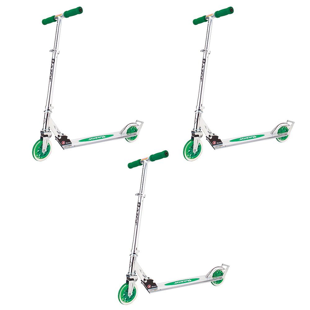 Razor A3 Folding Aluminum Wheels Kids Adjustable Kick Scooter, Green (3