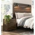 thumbnail image 2 of Contemporary Antique Brown Finish 5pc Bedroom Queen Bed w Lampshades Nightstands Dresser Mirror Set Wooden Bedroom Furniture, 2 of 7