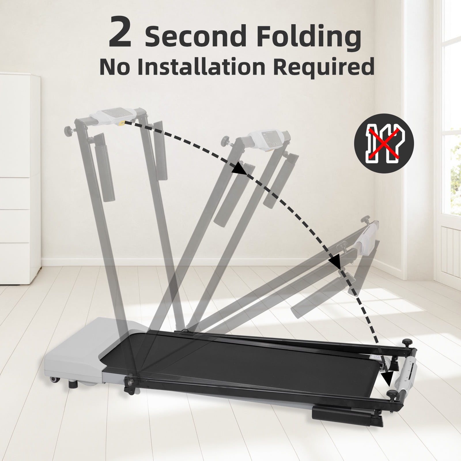 Noaman Grey Folding Treadmill 2.5HP, 7.5MPH & 12 Programs