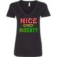 thumbnail image 3 of Inktastic Nice Until Proven Naughty with Holly and Gingerbread Man Women's V-Neck T-Shirt, 3 of 5