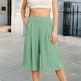 thumbnail image 6 of Promotion Sale! Women's Wide Leg Capri Pants High Waist Loose Lounge Shorts With Pockets Lightweight Comfortable Breathable Summer Casual Elastic Waist Trousers Mint Green XL Size, 6 of 7