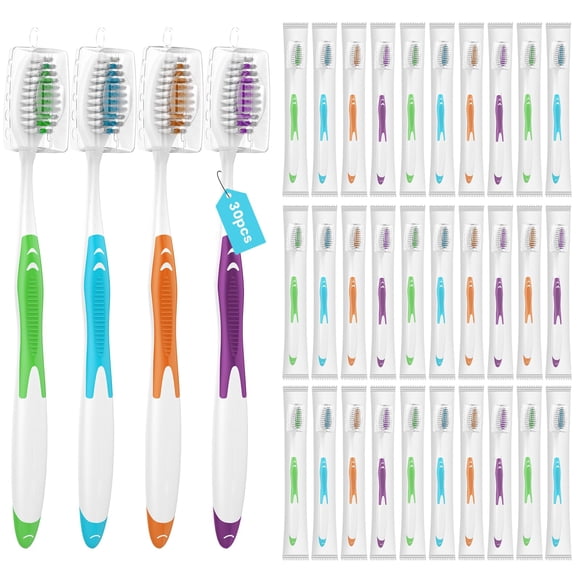 Cepillo de dientes Frekare, paquete de 30 unidades, con fundas, para adultos y niños