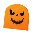 thumbnail image 2 of FAWUUDO Halloween Beanie Hats Adults Pumpkin Face Knitted Cap Halloween Decoration Outdoor Warm and Comfortable Orange, 2 of 3