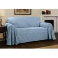 thumbnail image 2 of Innovative Textile Solutions 1-Piece Plush Damask Throw Loveseat Slipcover, Blue, 2 of 4