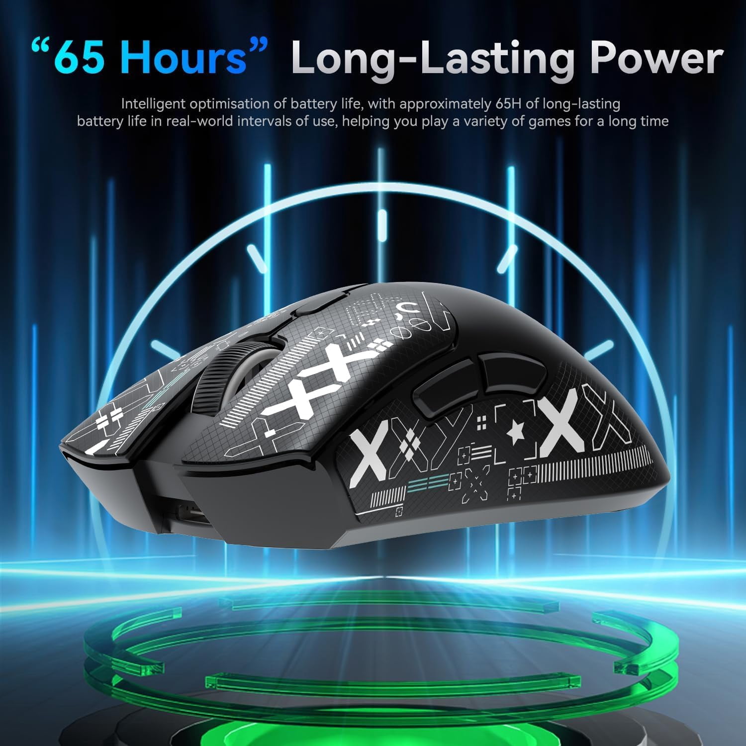 ATTACK SHARK R1 SUPERLIGHT Mouse with Tape, PixArt PAW3311 Gaming Sensor, BT/2.4G Wireless/Wired Gaming Mouse, 6 Adjustable DPI up to 18000, 65 Hrs Battery, Office Mice for Win11/Xbox/PS/Mac