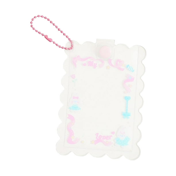 Funda protectora con llavero, moderna y portátil, para tarjetas y llaveros. Rosa