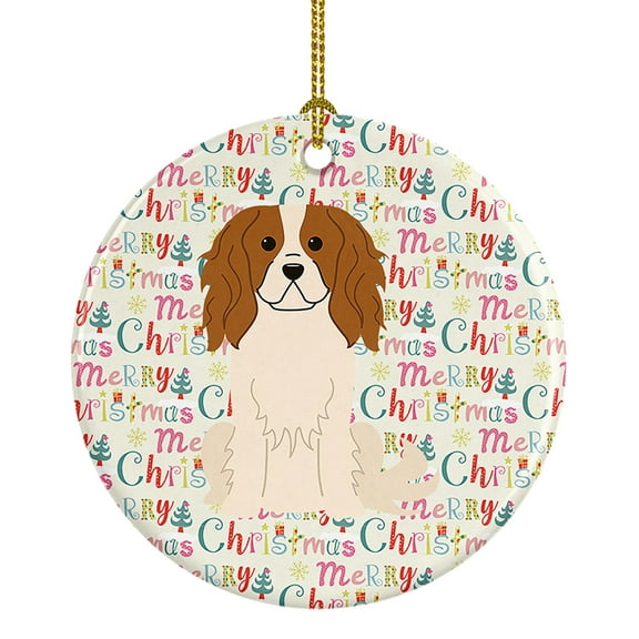 Merry Christmas Cavalier Spaniel Ceramic Ornament 2.8 in x 2.8 in