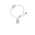 thumbnail image 2 of Delight Jewelry Silvertone Crystal Initial - R - - Rose Goldtone Leaf Delicate Bracelet, 6.25+1.75", 2 of 4