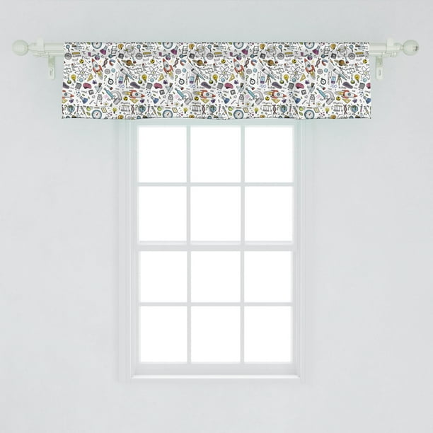 Ambesonne Educational Window Valance, Science School Pattern Formulas