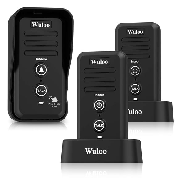 Timbre inalámbrico con intercomunicador Wuloo, impermeable, alcance de 1/2 milla